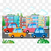 城市公路上的小汽车