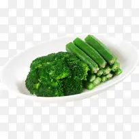 新鲜秋葵加西兰花