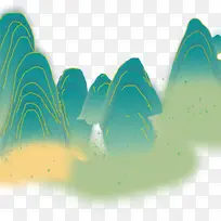 手绘插画群山素材
