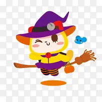 万圣节骑着扫把的魔女