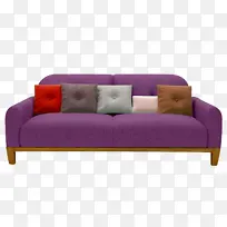 沙发三人位紫色木质沙发