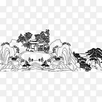 山水人家矢量图
