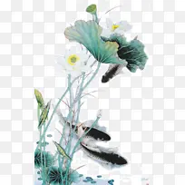 中国风两只鲤鱼