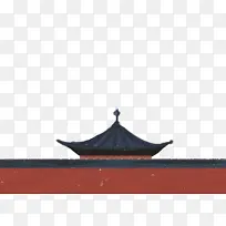中国风红旗黑瓦素材