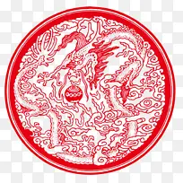 龙图案中国龙剪纸元素