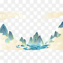 中国风传统山水云纹插画