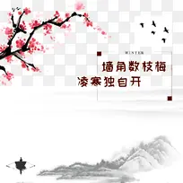 中国风水墨梅花海报