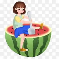 夏日卡通西瓜女孩