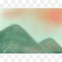 线条手绘红日青山唯美背景图