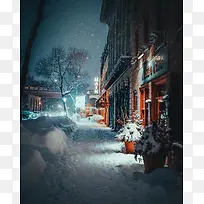 冬天雪景大街