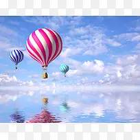漂浮空中的热气球