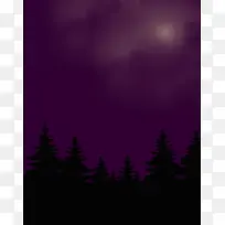 夜晚森林月色夜空