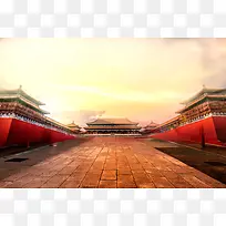 古风场景晚霞故宫