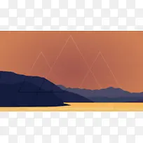 暮色与山峰相连