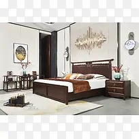 新中式床床头柜休闲椅边几场景图