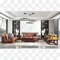 新中式沙发客厅场景图