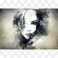 印象派美女油画效果