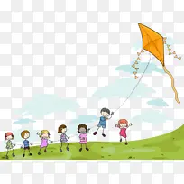 谷雨节儿童放风筝