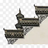 中国风徽派建筑屋檐素材