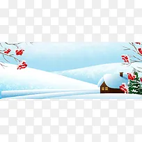 冬季雪村卡通扁平白色banner