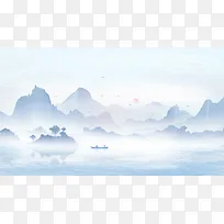 中国风水墨画桂林山水插画背景