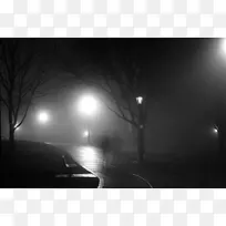 夜晚灯光人影过道