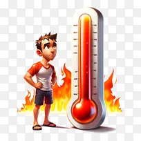 夏日高温温度计卡通素材