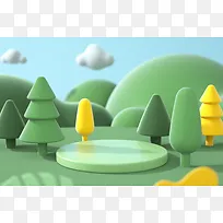 3d立体春天森林C4D场景图