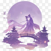 七夕节牛郎织女海报人物素材