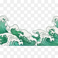 手绘国潮潮流电商海浪促销元素