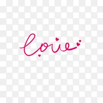 玫红色矢量手写love字体