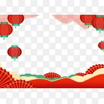 红色喜庆中国风新年活动展板边框背景装饰