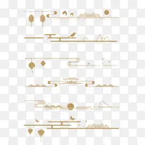 中国风山水云纹灯笼建筑装饰线条分割线元素