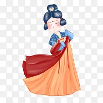 暖色国风唐宫美人中秋节手绘图