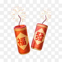 国潮新年春节爆竹卡通鞭炮3D立体元素