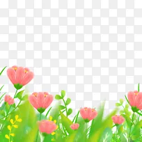 春天手绘草丛花朵海报底部装饰免抠元素