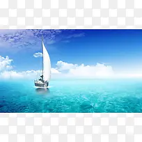 清闲海洋帆船背景