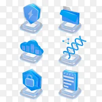 3D蓝色科技互联网商务办公图标元素