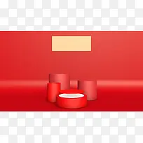 红色展台c4d建模红色