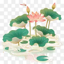 中国风荷花荷叶免抠素材