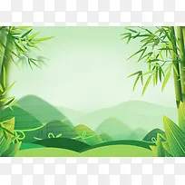 端午节手绘竹子粽子粽叶海报边框装饰