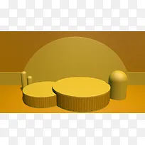 橙色c4d电商展台背景