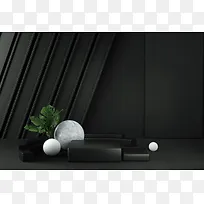 日常黑色C4D空间感展台背景