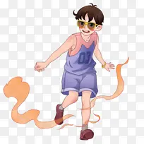 戴眼镜的篮球少年