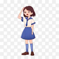 建党节中学女孩敬礼