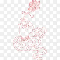 手绘佛手莲花线稿