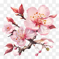 水墨工笔桃花春天中国风手绘
