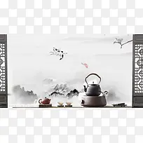 茶道茶具茶文化背景素材