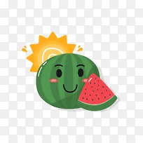 夏天西瓜水果太阳天气表情笑脸插画