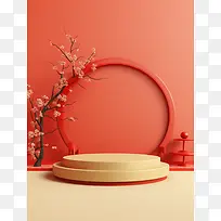 电商详情页红色新年新春主图背景